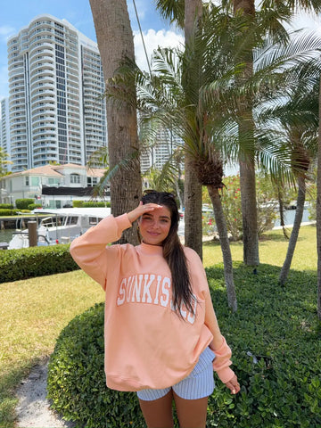 Vibrant Papaya Orange Embroidered Mockneck Sweatshirt for a Sunkissed Look