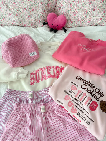 Vintage Embroidered Varsity Sweatshirt in Ivory and Pink