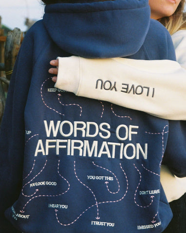 Oversized Blue Hoodie with Inspirational Words of Affirmation for Cozy Everyday Style