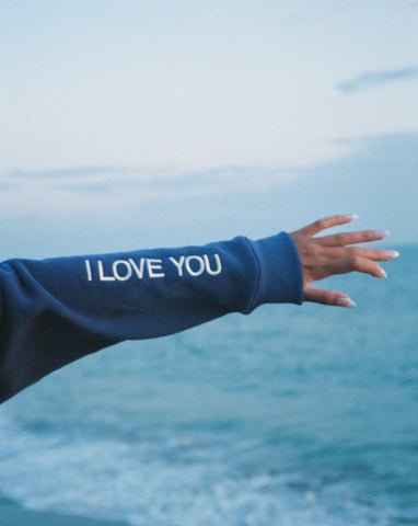 Oversized Blue Hoodie with Inspirational Words of Affirmation for Cozy Everyday Style