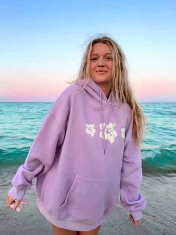 Vibrant Embroidered Hibiscus Hoodie for Effortless Summer Style