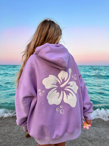 Vibrant Embroidered Hibiscus Hoodie for Effortless Summer Style