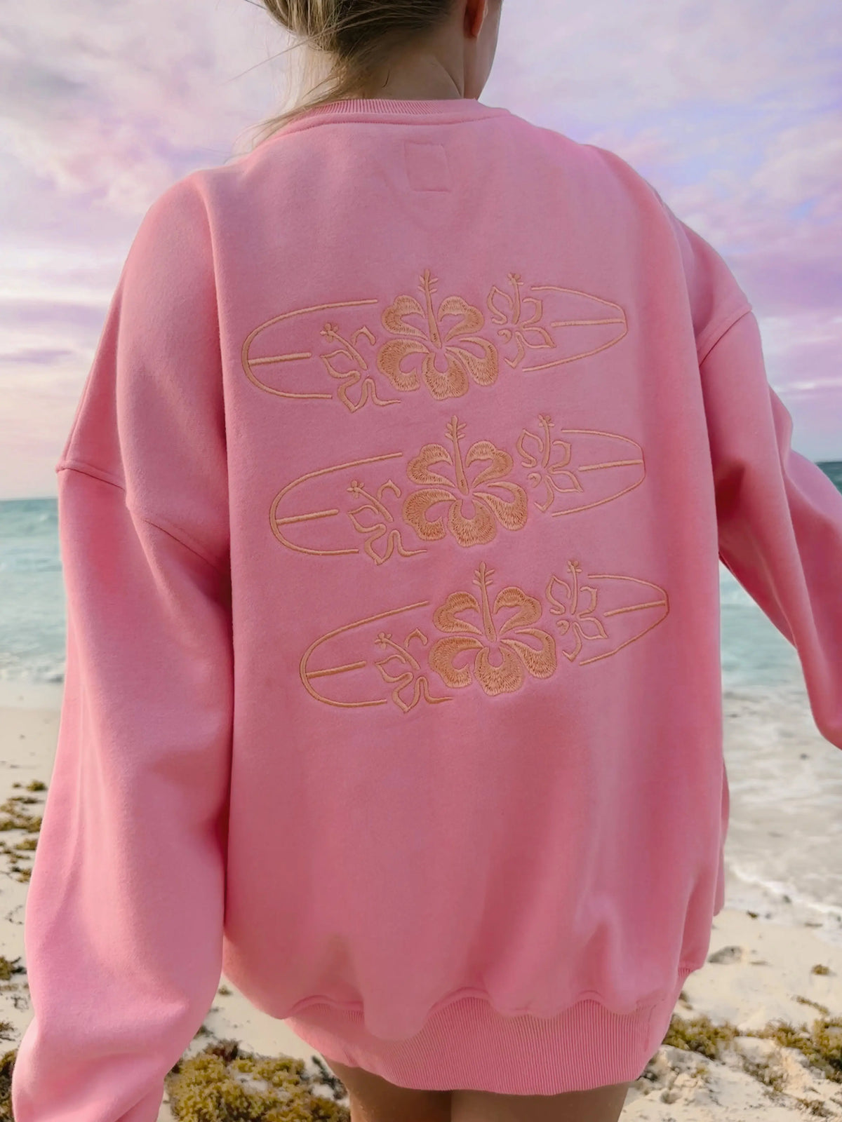 Vintage Surfboard Graphic Sweatshirt in Soft Pink