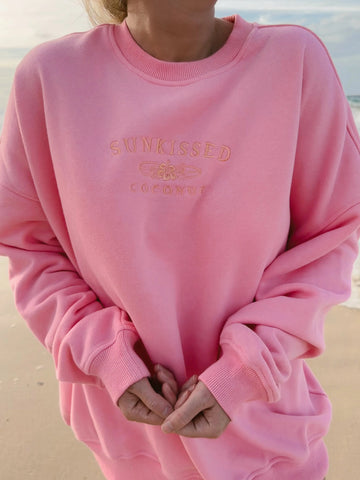 Vintage Surfboard Graphic Sweatshirt in Soft Pink