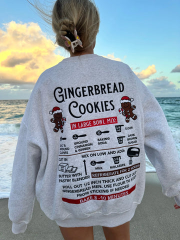 Pearl Grey Gingerbread Recipe Embroidered Christmas Sweatshirt for Cozy Holiday Style