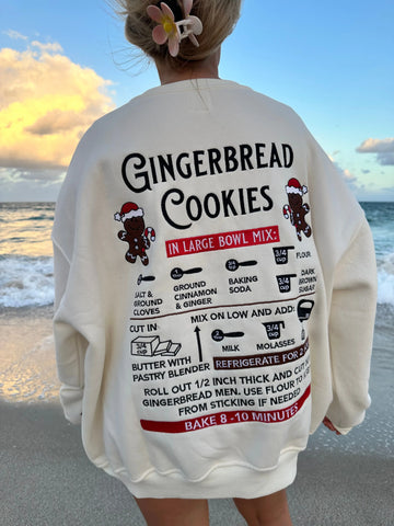 Ivory Gingerbread Recipe Embroidered Christmas Sweatshirt | Cozy Holiday Style
