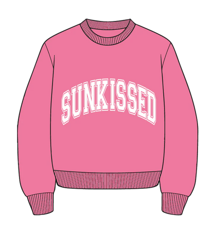 Pink Hibiscus Embroidered Varsity Sweatshirt for Effortless Street Style