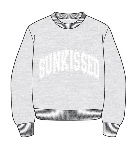 Pearl Grey and White Embroidered Varsity Sweatshirt for Effortless Street Style